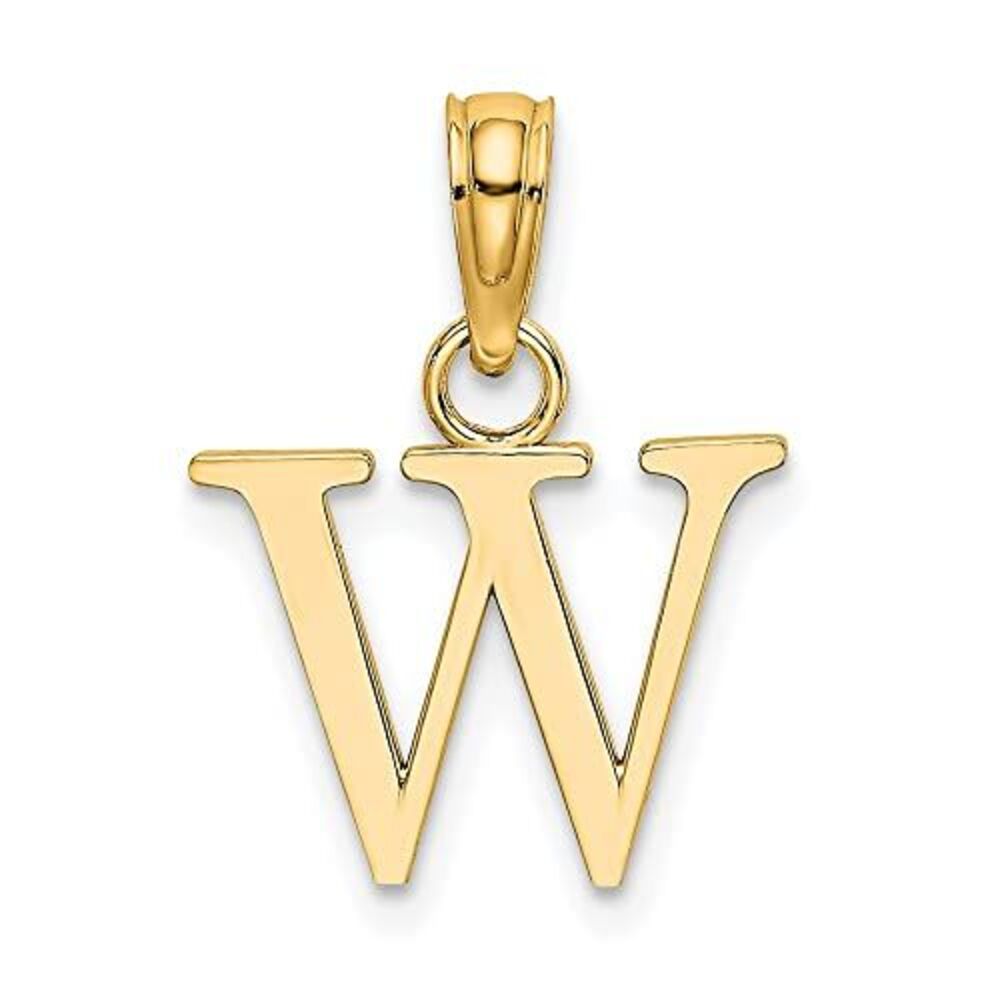 10k Yellow Gold Polished W Block Initial Charm - image 5